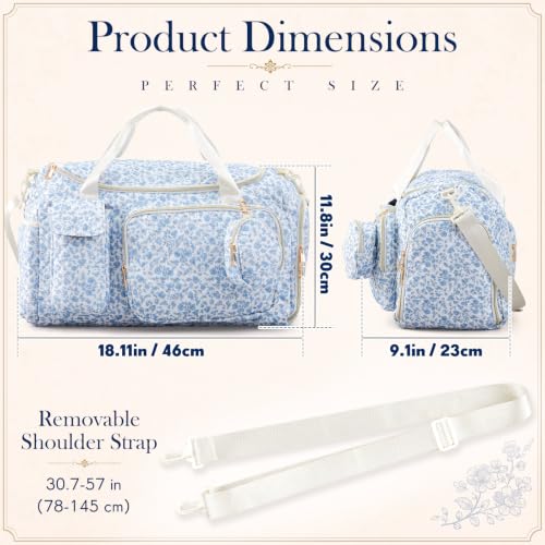 Floral Diaper Bag, Mom Hospital Bag with Breast Pump Pocket