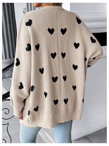 MakeMeChic Women's Maternity Heart Sweater Cardigan Fall Winter Clothes - color: Multicolor, size: X-Large