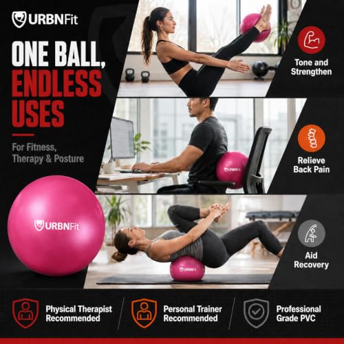 URBNFit Pilates Ball — 9 Inch Small Exercise Ball - color: Pink