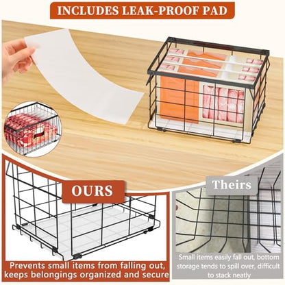 Freezer Organizer Bins for 3.5 Cu.Ft,Upgrade Quick Expand/Collapse,4PACK - color: Black 4 Pack