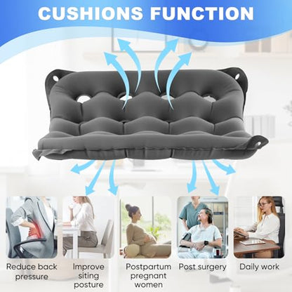 2-Pack Waffle Cushion, Inflatable Seat Cushion for Pressure Relief Seat - color: Gray/Gray