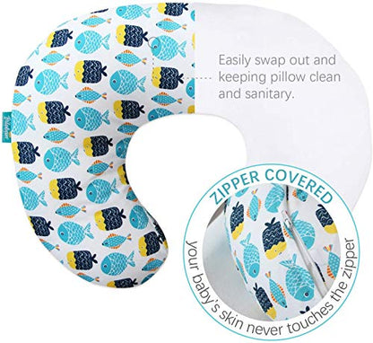 Biloban Nursing Pillow Cover 2 Pack for Boppy Pillow, Whale & Fish - color: Whale & Fish