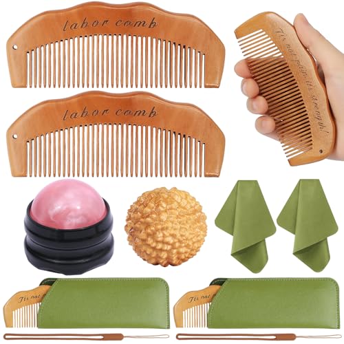 Rectangular Labor Comb - Wooden Pregnancy Essential for New Mom Gifts - color: 2 Pack-Rectangular