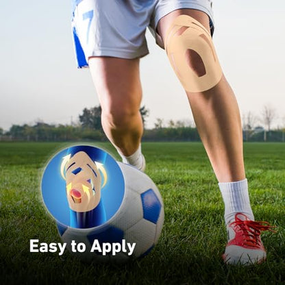KTQUICK Precut Kinesiology Tape for Knees,24PCS,20% Stronger Adhesive Beige - color: Beige, size: 24PCS