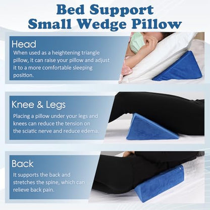 Small Wedge Pillow, Wedge Pillow for Bed Sores, Positioning Pillow - color: 1 Unit, Blue