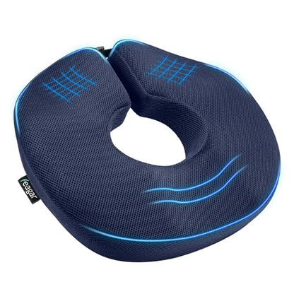 Feagar Large Donut Seat Cushion, Tailbone Pain Relief and Hemorrhoids - color: Large Blue