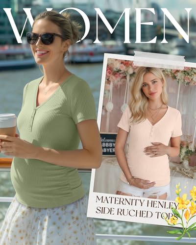 3 Pack Women's Maternity Shirts - color: Yellow, Apricot, Light Green, size: X-Large