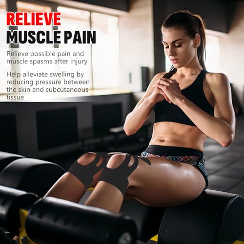 16 Pcs Black Kinesiology Tape for Knees, Knee Support Tape - color: Black