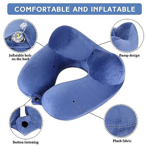 Sintuff 2 Pack Inflatable Travel Neck Pillow for Airplanes - color: Gray and Blue