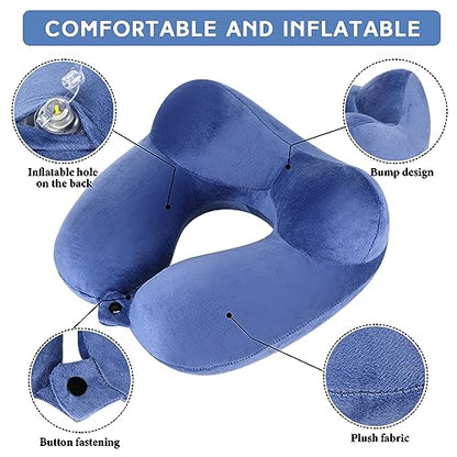 Sintuff 2 Pack Inflatable Travel Neck Pillow for Airplanes - color: Gray and Blue