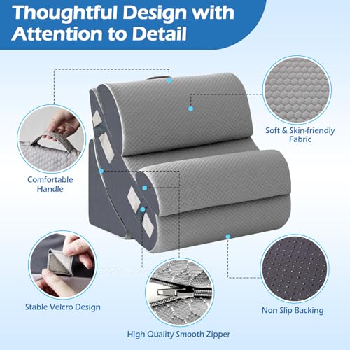 Ahpmeoa 6PCS Wedge Pillow Set for After Surgery, Sit Up Pillow, Grey - color: Grey