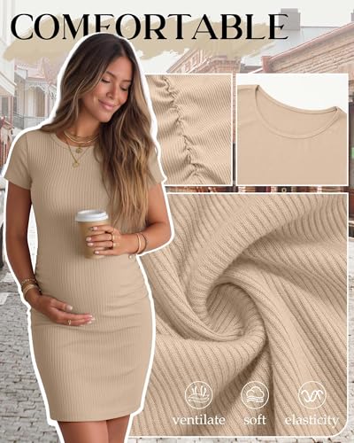 3 Pack Women's Cotton Maternity Dresses - color: Khaki, Coffee, Black, size: XX-Large