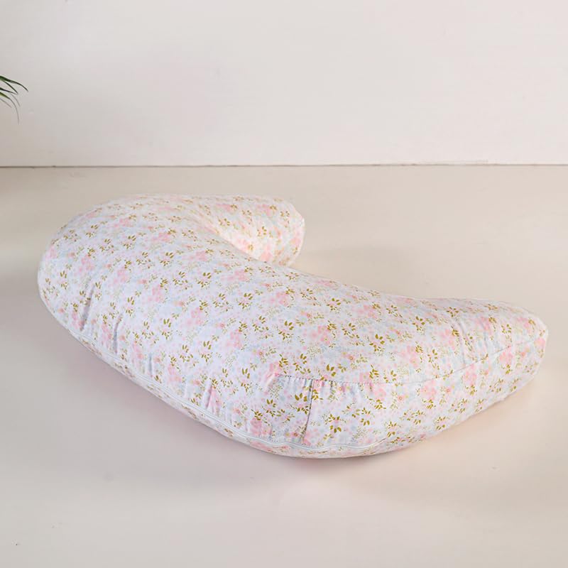 U-Shape Breastfeeding Nursing Pillow Set, 1 Insert and 2 Removable Covers - color: White & Pink Floral