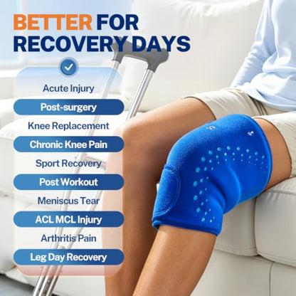 Knee Ice Pack Wrap, Long-Lasting Cold Compression for Knee Pain Relief