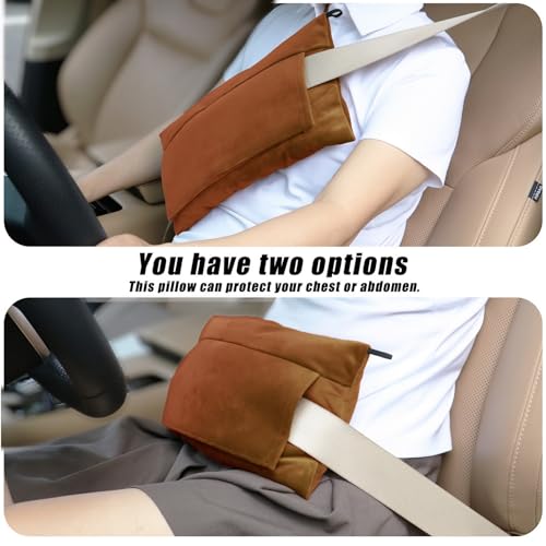 Post Surgery SeatBelt Pillow for Pregnancy Mastectomy Hysterectomy Recovery - color: Pumpkin