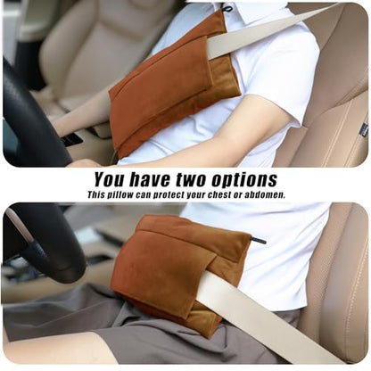 Post Surgery SeatBelt Pillow for Pregnancy Mastectomy Hysterectomy Recovery - color: Pumpkin