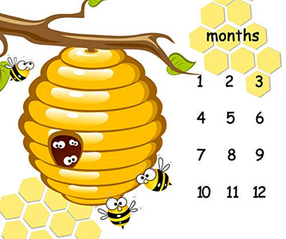 Honeycomb Theme Baby Monthly Milestone Blanket, Soft Flannel, 48x40in - size: 48x40in