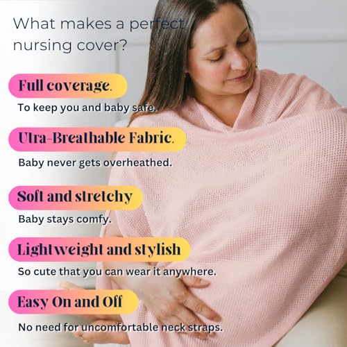 Gold Mamas Breathable Nursing Cover for Breastfeeding, Light Pink - color: Pink