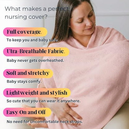 Gold Mamas Breathable Nursing Cover for Breastfeeding, Light Pink - color: Pink