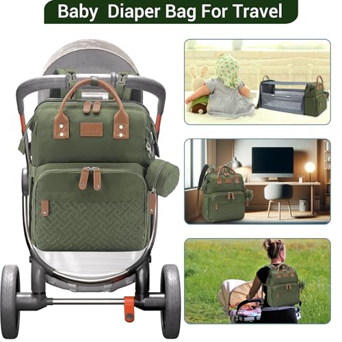 JOLLITO Diaper Bag Backpack with Changing Station,Baby Registry Search - color: Green