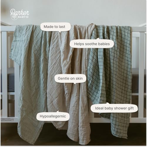 Parker Baby Co. Soft Muslin Baby Swaddle Blankets, 3 Pack - Sage Set - color: Sage