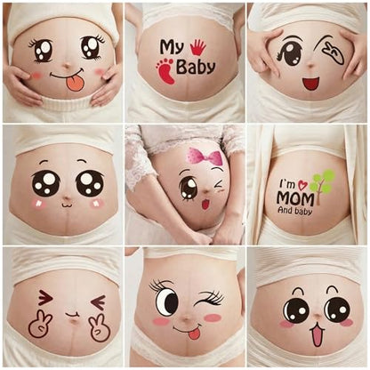 9 Sheets Pregnant Belly Stickers, Funny Maternity Photo Props for Mom-to-Be - style: funny