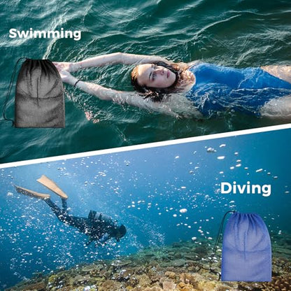 4Pcs Mesh Gear Bag for Snorkel, 19" x 27" Large Mesh Swim Bag, Dive Bag