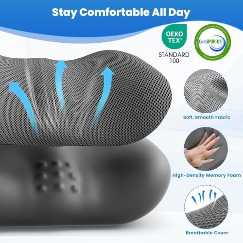 Lumbar Support Pillow, Memory Foam Back Cushion for Office Chair Car, Grey - color: Grey