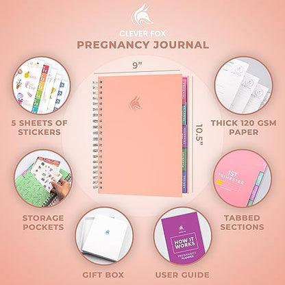 Clever Fox Pregnancy Journal, Expecting First Time Mom Planner Peach Pink - color: Peach Pink, size: 9" x 10.5" Regular Edition