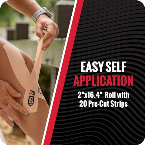 RockTape Go Gentle Adhesive Pre-Cut Kinesiology Tape (Black) - color: Black, style: GENTLE