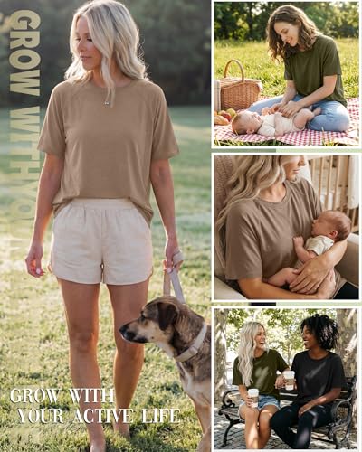 3 Pack Women's Oversized Nursing Tops - color: Khaki, Army Green, Black, size: XX-Large