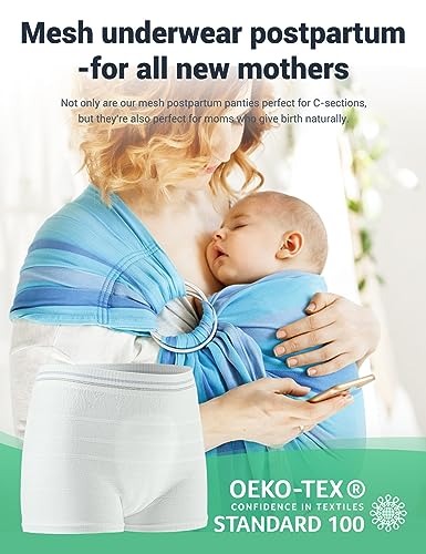 HANSILK Mesh Postpartum Underwear Post Bay C-Section Recovery 6 Pack L - color: White-6pcs, size: Large