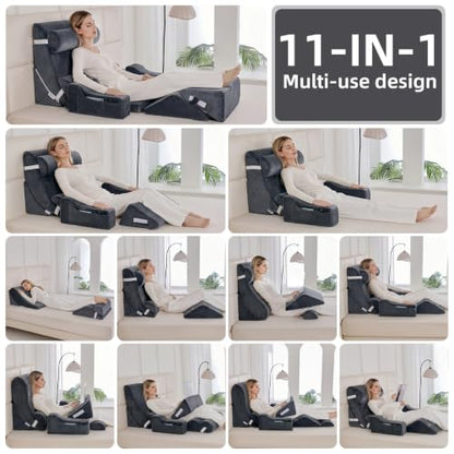 Wedge Pillow Set for After Surgery,Dark Grey,9PCS-23.2" - color: Dark Grey, size: 9PCS-23.2''