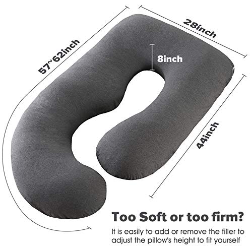 Elover U Shaped Pregnancy Pillow,Full Body Maternity Support - color: Jersey-dark Grey