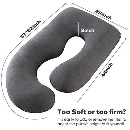 Elover U Shaped Pregnancy Pillow,Full Body Maternity Support - color: Jersey-dark Grey