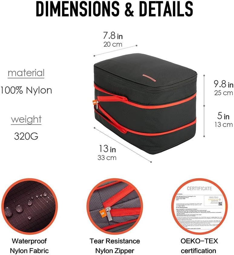 Bee Nesting 15L Compression Packing Cube Large Travel Organizer - color: Black Red, size: 15L