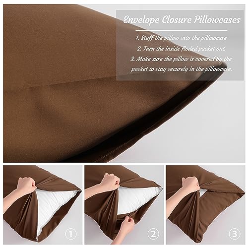 NTBAY Standard Microfiber Pillowcases, Set of 2, Brown - color: Brown, size: Standard (20"x26")