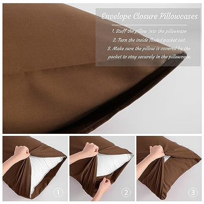 NTBAY Standard Microfiber Pillowcases, Set of 2, Brown - color: Brown, size: Standard (20"x26")