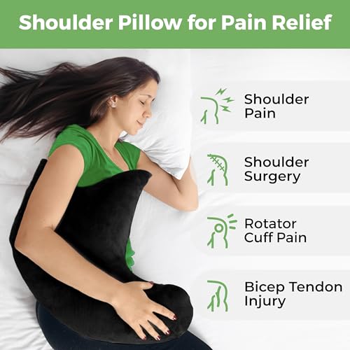 Rotator Cuff Pillow Side-Sleeper Shoulder Arm Support, Washable Cover Black - color: Black