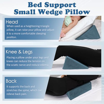 Small Wedge Pillow, Wedge Pillow for Bed Sores, Positioning Wedge - color: 1 Unit, Light Blue