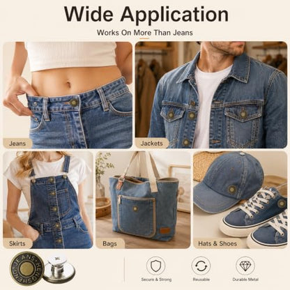 Button Extenders for Jeans and Pants - color: 12-PCS Bronze Buttons