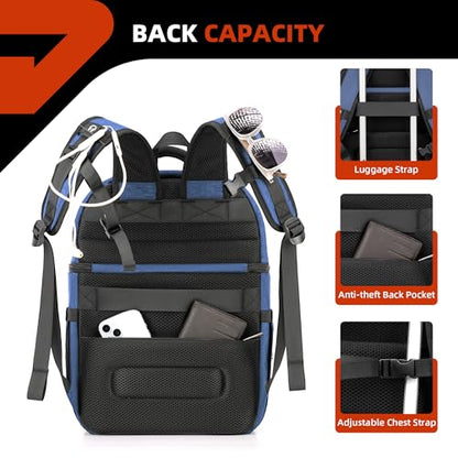 COOLJOB Insulated Cooler Backpack, Double Deck Bag for Lunch Box, Large - color: Blue