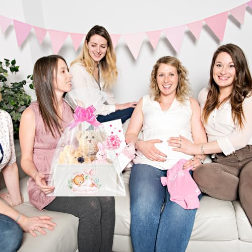 Pickmesh Baby Shower Storage Basket with Gift Bags, Pink Bear - style: Pink Bear