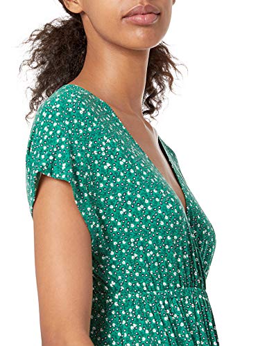 Amazon Essentials Women's V Neck Short Sleeve Empire Waist Maxi Dress (Available in Plus Size) - color: Green Vine Leaf Print, size: Medium