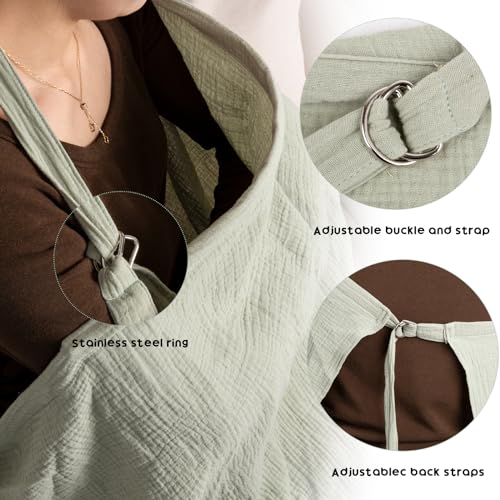 LALIFIT Muslin Nursing Covers for Baby Breastfeeding, Adjustable Privacy Nursing Apron Cover, Extra Large 100% Cotton Cover