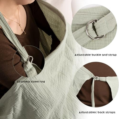 LALIFIT Muslin Nursing Covers for Baby Breastfeeding, Adjustable Privacy Nursing Apron Cover, Extra Large 100% Cotton Cover