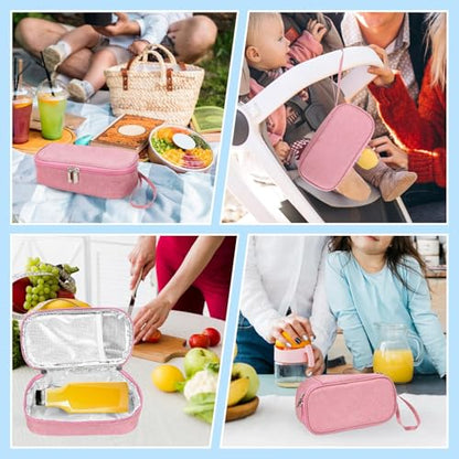 Breastmilk Cooler Bag with 2 Ice Packs, 8.3x4.3x2.6in - color: Pink