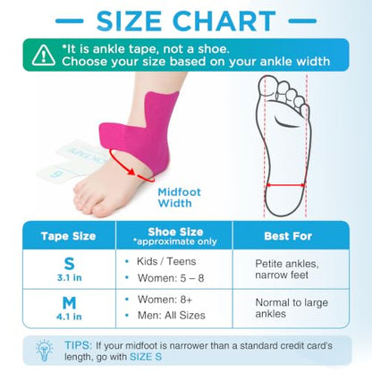 OK TAPE Precut Kinesiology Ankle Tape for Pain Relief, Prevent Ankle Sprain - color: Pink, size: M size-24 Pack