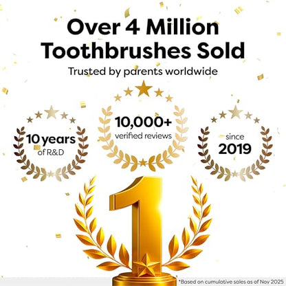 Dr. Noah Microplastic-Free Bamboo Baby Toothbrush, Dentist Designed, 4 Pack
