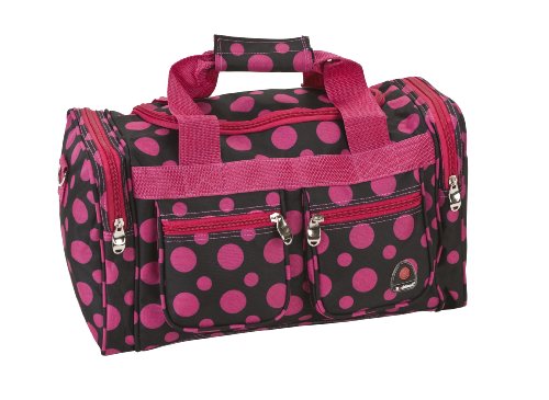 Rockland 19" Polyester Duffel Bag, Black Pink Dot - color: Black Pink Dot, size: 19"
